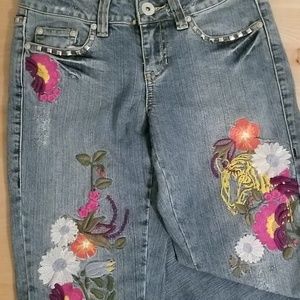 Request Embroidered Studded Jeans Size 26